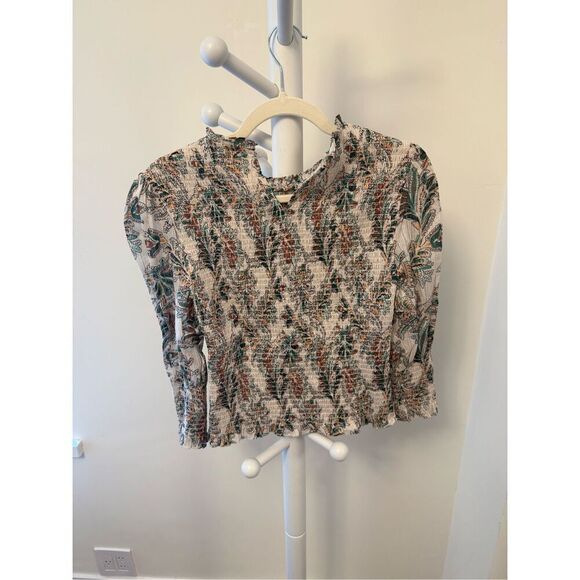 Veronica Beard "Kali" Smocked Floral Blouse-Multicolor Size 0 - Picture 3 of 3